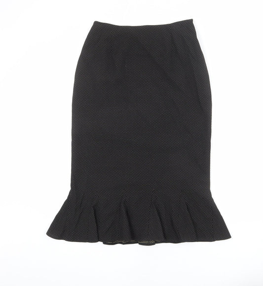 Alex & Co Womens Black Polka Dot Polyester Trumpet Skirt Size 10 Zip