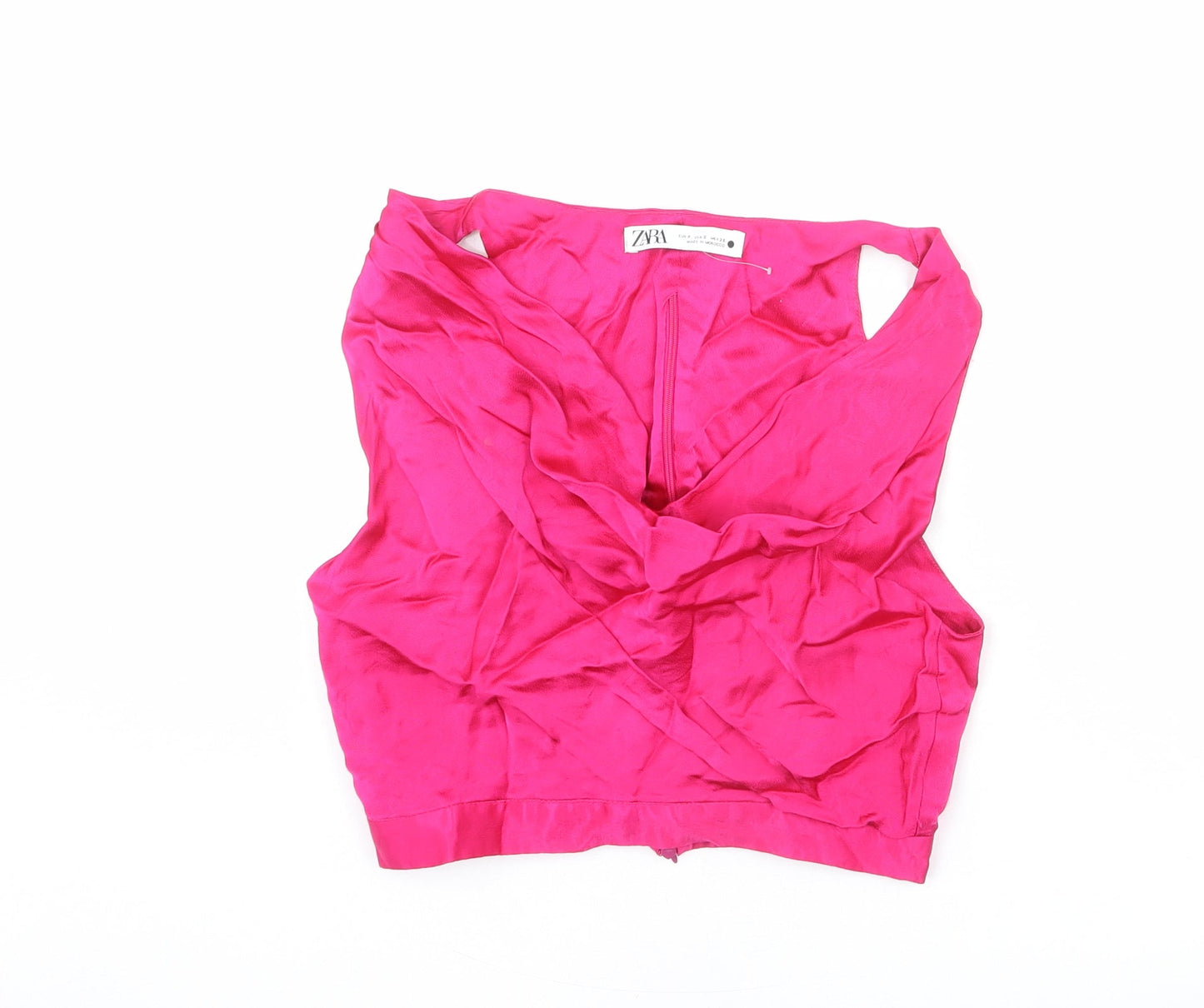Zara Womens Pink Polyester Cropped Tank Size S V-Neck