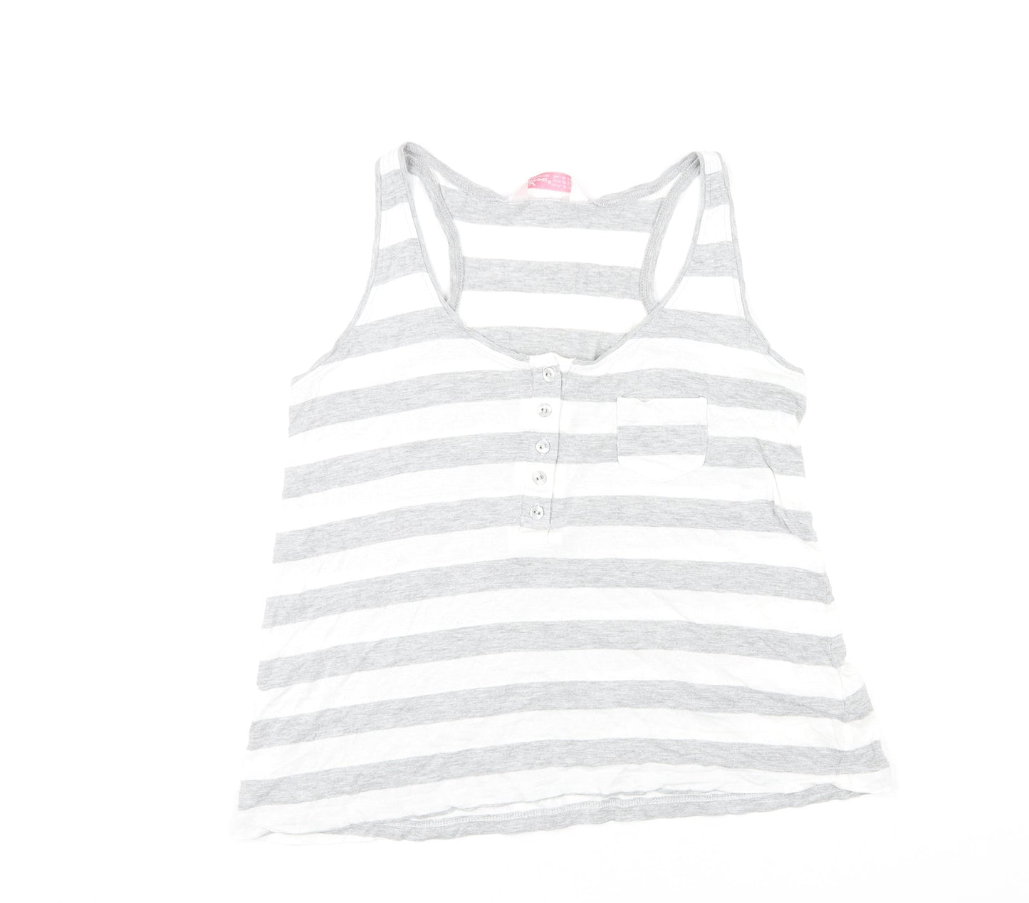 Secret Possessions Womens Multicoloured Striped Cotton Basic Tank Size 8 Round Neck