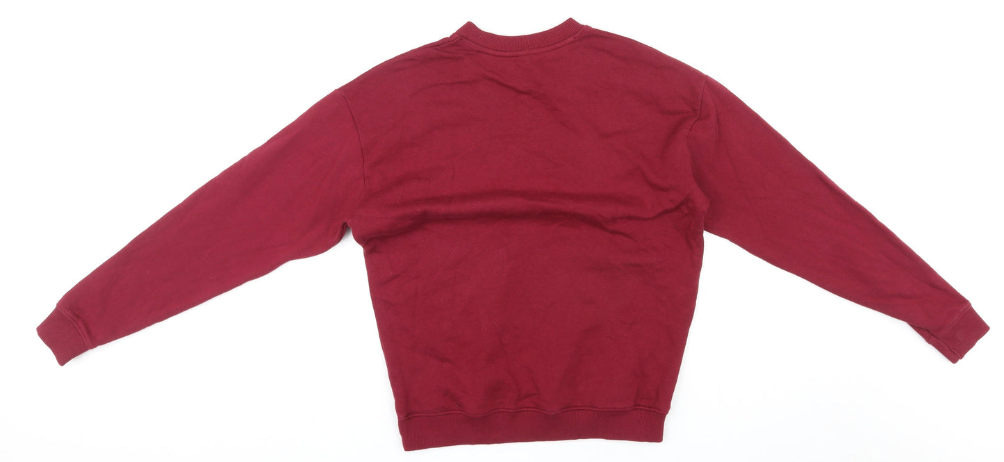 Teemill Womens Red Cotton Pullover Sweatshirt Size 10 Pullover - Cat