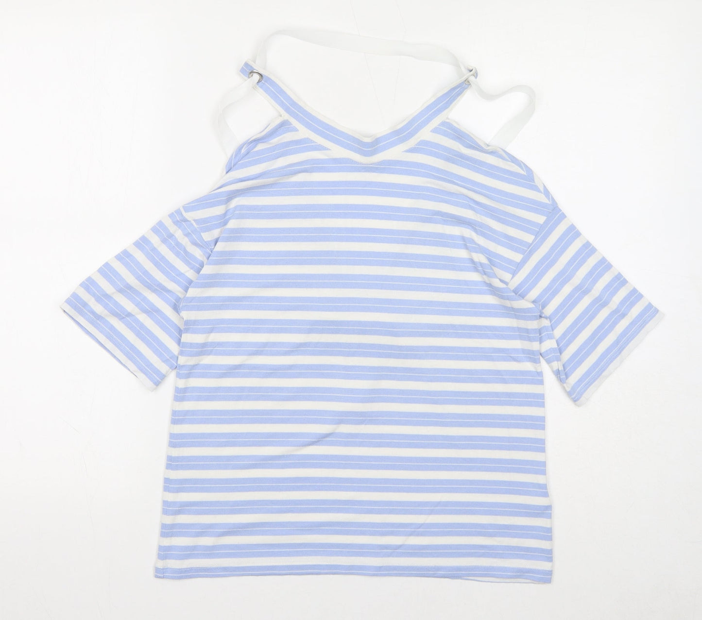 Limited Edition Womens Blue Striped Viscose Basic Blouse Size 10 Halter