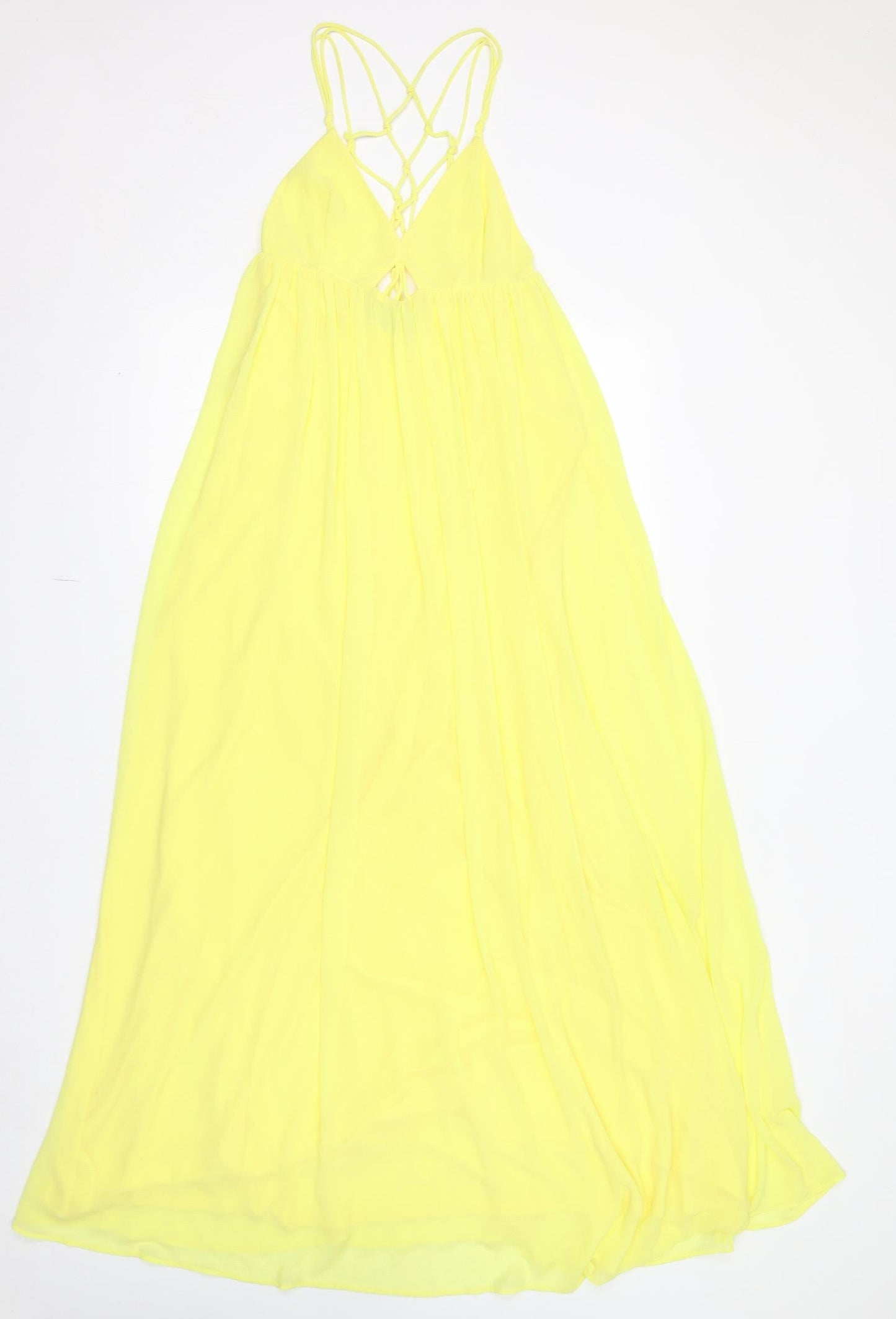 H&M Womens Yellow Polyester Maxi Size 6 V-Neck Zip