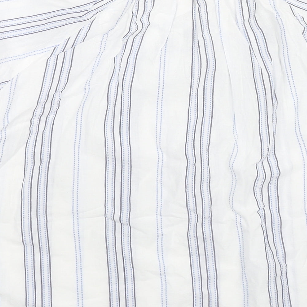 Gap Womens White Striped Cotton Basic Blouse Size S Round Neck