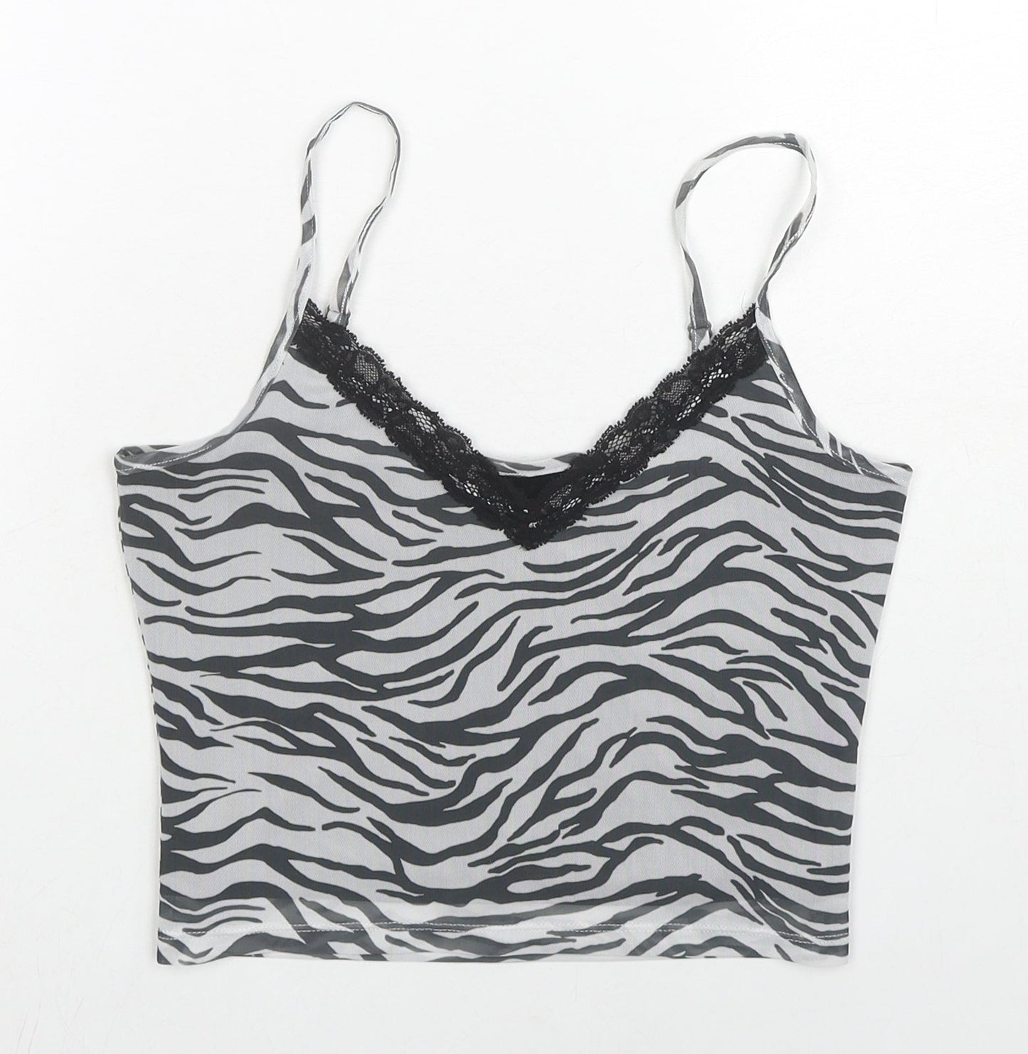 Hollister Womens Black Animal Print Polyester Camisole Blouse Size S Sweetheart