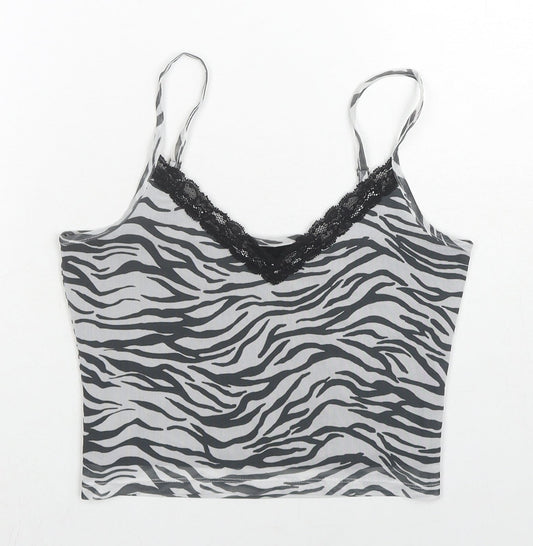Hollister Womens Black Animal Print Polyester Camisole Blouse Size S Sweetheart
