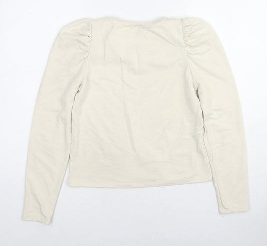 Monki Womens Beige Cotton Pullover Sweatshirt Size S Pullover