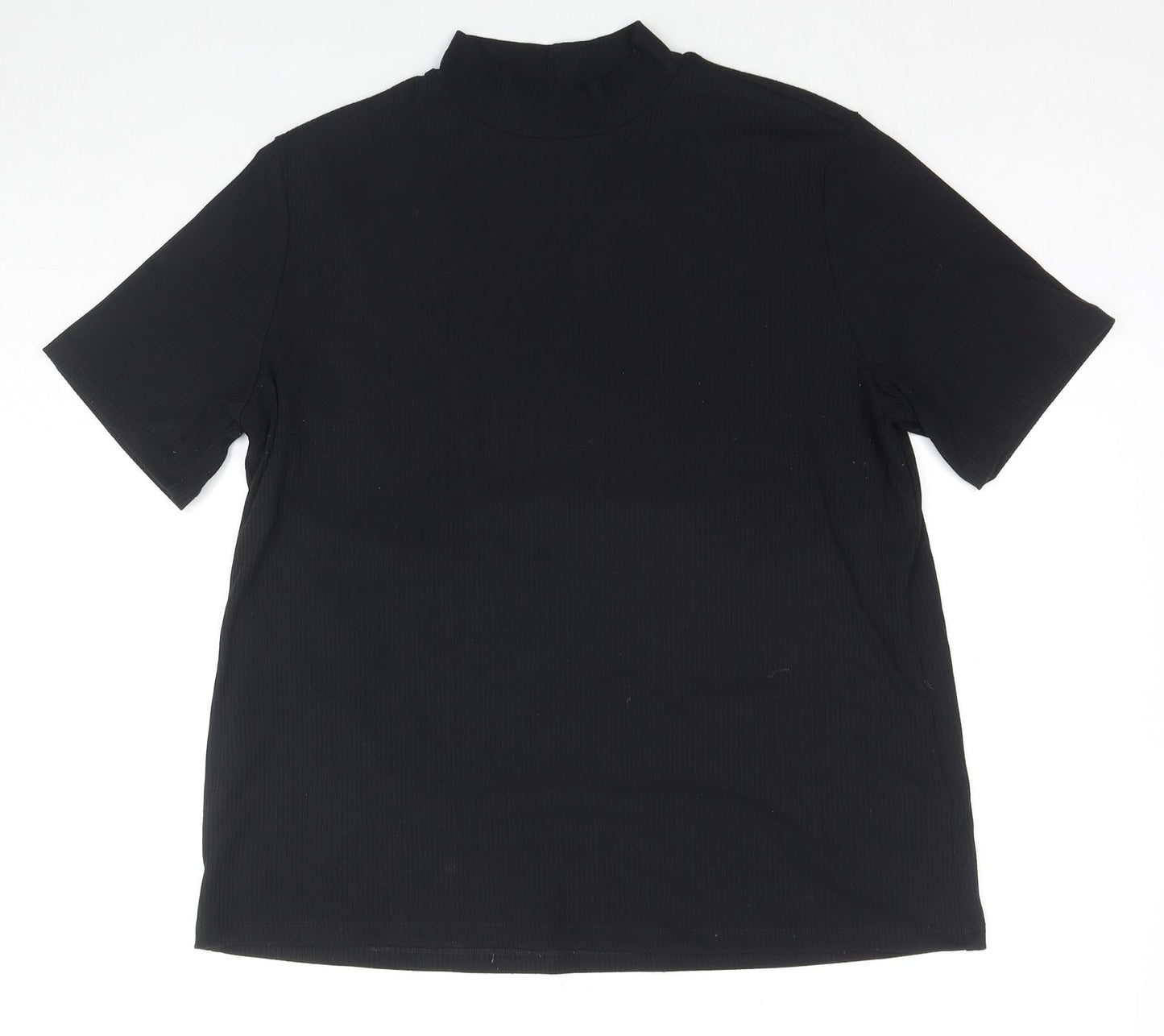 H&M Womens Black Polyester Tunic Blouse Size XL Mock Neck