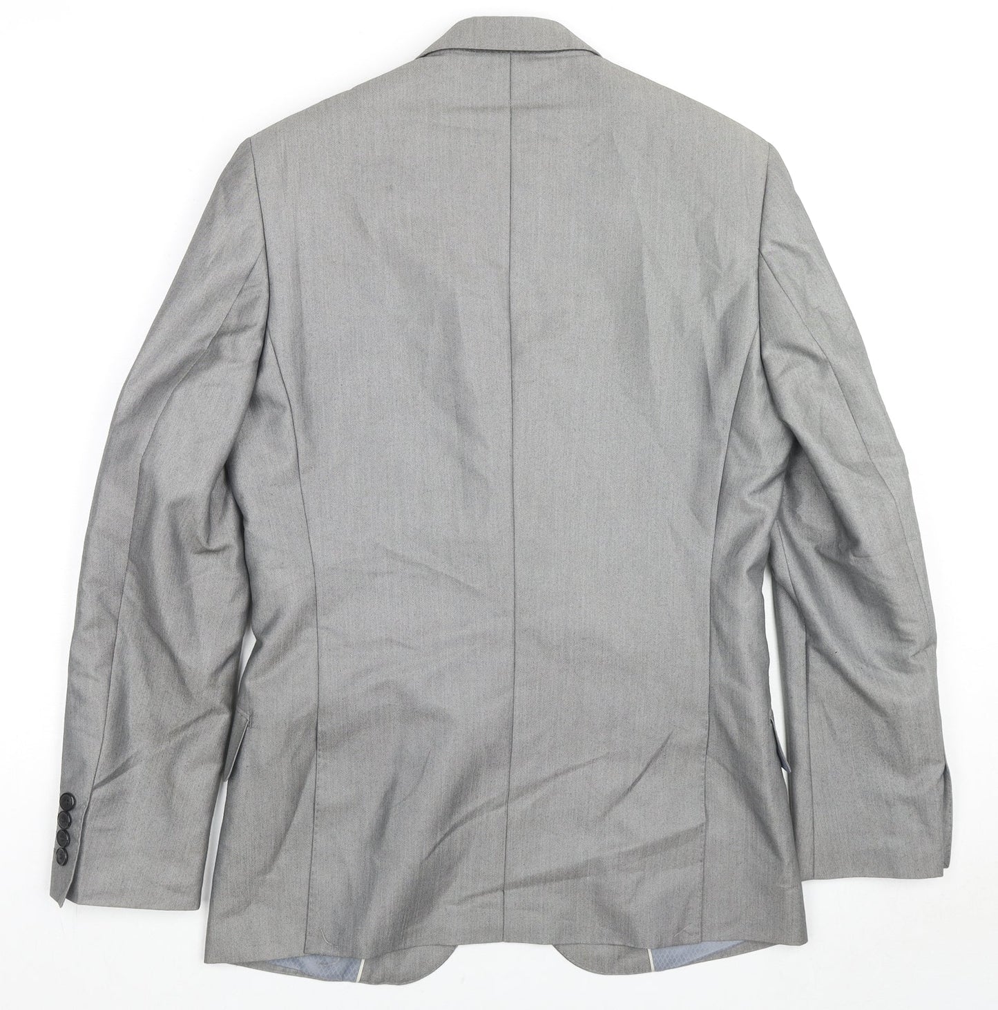 H&M Mens Grey Viscose Jacket Suit Jacket Size 36 Regular