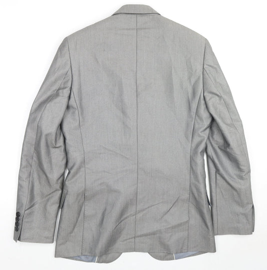 H&M Mens Grey Viscose Jacket Suit Jacket Size 36 Regular