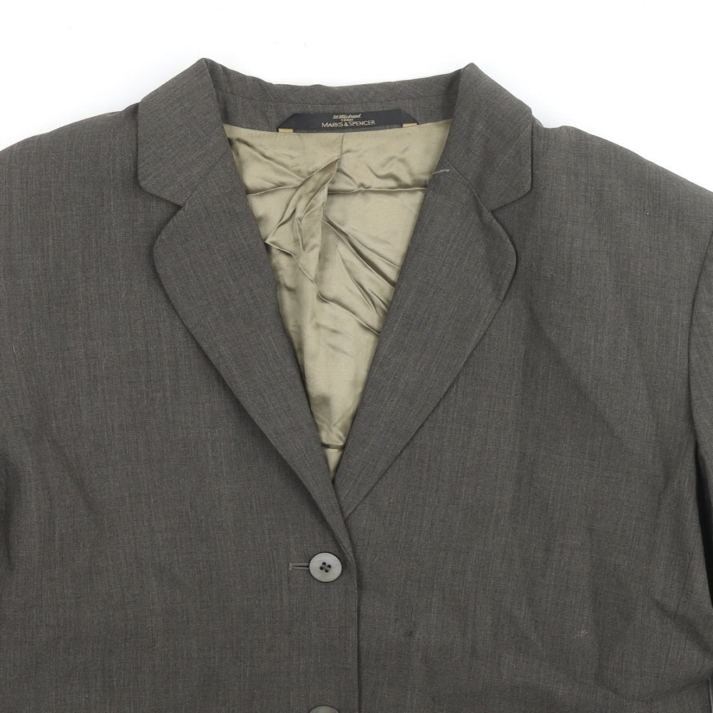 St Michael Womens Grey Wool Jacket Suit Jacket Size 16
