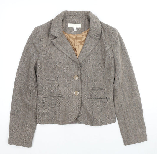 Ronit Zilkha Womens Beige Geometric Jacket Blazer Size 10 Button