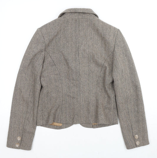 Ronit Zilkha Womens Beige Geometric Jacket Blazer Size 10 Button