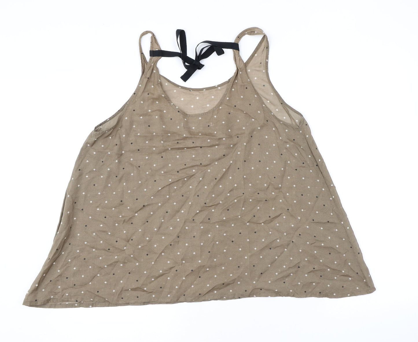 Part Two Womens Brown Polka Dot Polyester Camisole Tank Size 14 Scoop Neck