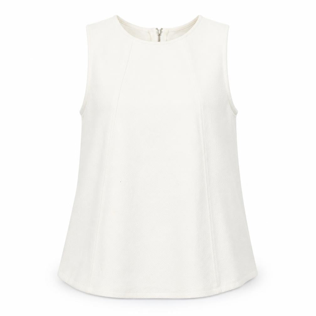 Topshop Womens White Polyester Basic Tank Size 10 Round Neck