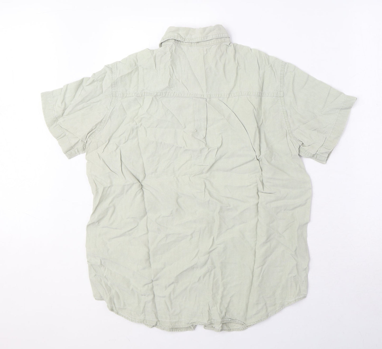 Marks and Spencer Womens Green Lyocell Basic Button-Up Size 12 Collared
