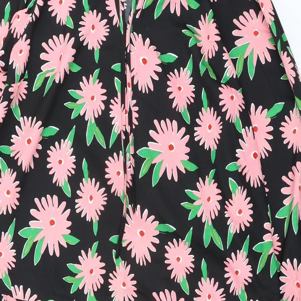 New Look Womens Multicoloured Floral Polyester Shift Size 14 Mock Neck Tie