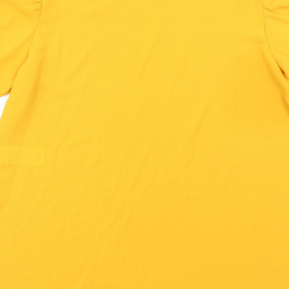 Quiz Womens Yellow Polyester Basic T-Shirt Size 10 Round Neck