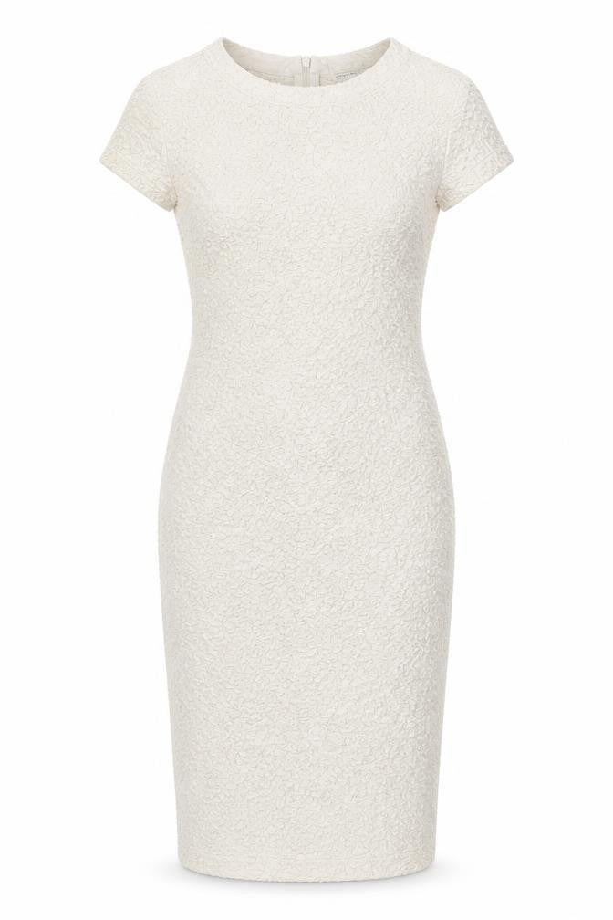 River Island Womens Ivory Geometric Polyester Pencil Dress Size 8 Round Neck Zip
