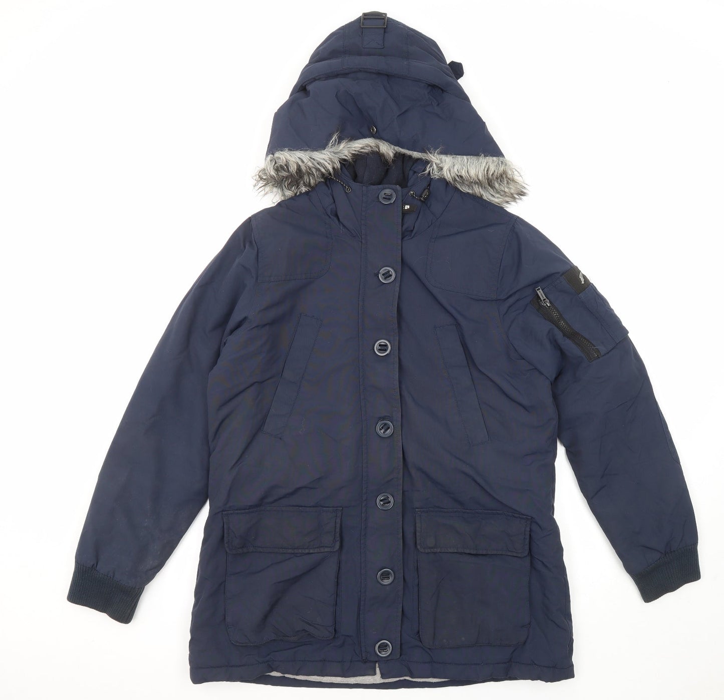 Brookhaven Womens Blue Parka Coat Size 12 Zip