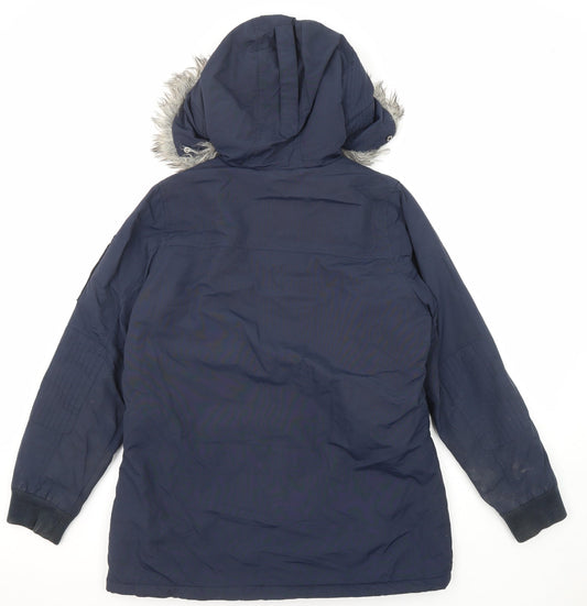 Brookhaven Womens Blue Parka Coat Size 12 Zip