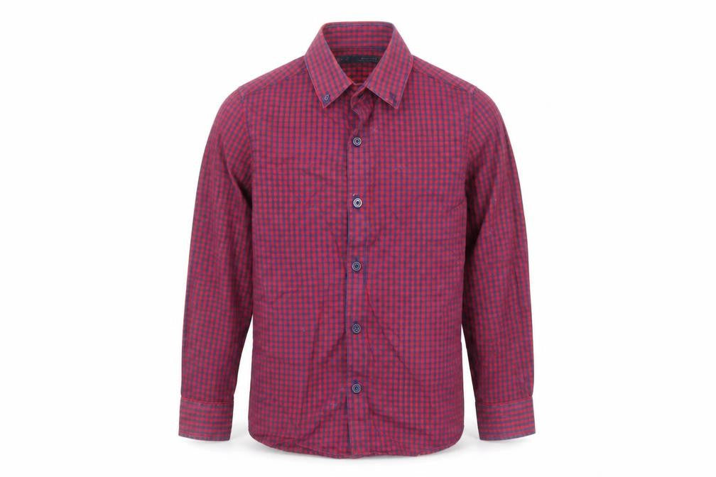 NEXT Boys Red Check Cotton Basic Button-Up Size 5 Years Collared Button