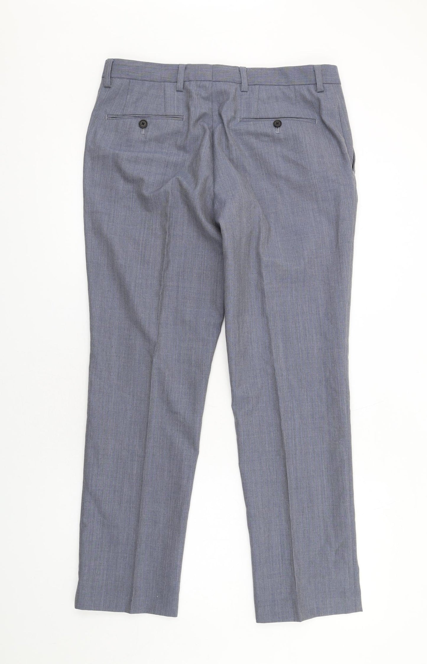 NEXT Womens Blue Wool Dress Pants Trousers Size 34 L29 in Regular Zip