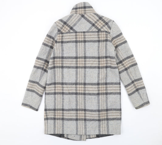 NEXT Womens Grey Plaid Jacket Coat Size 8 Button