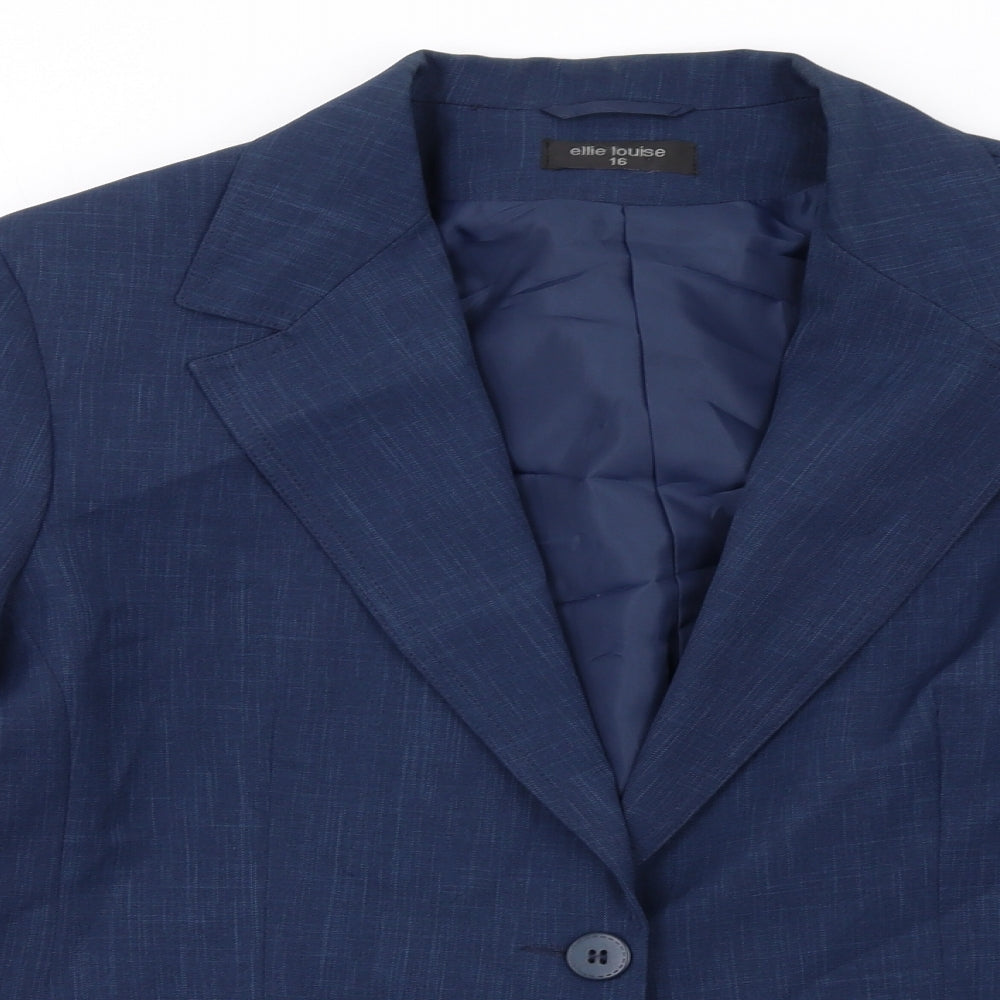 Ellie Louise Womens Blue Polyester Jacket Suit Size 16