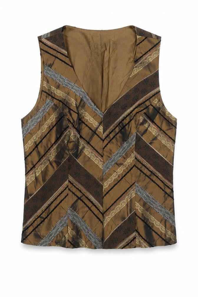Womens UK Size 12 Alex & Co Brown Polyester Blouse
