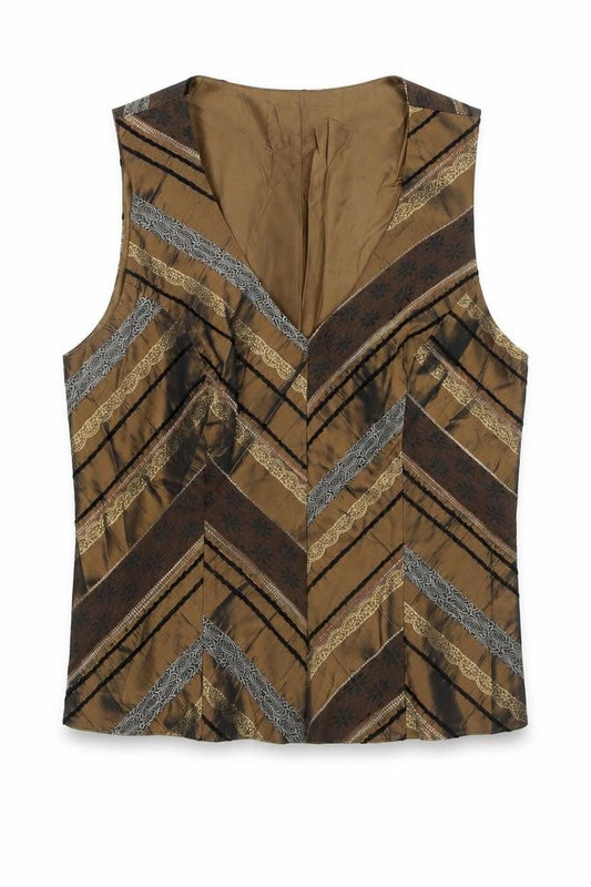 Womens UK Size 12 Alex & Co Brown Polyester Blouse
