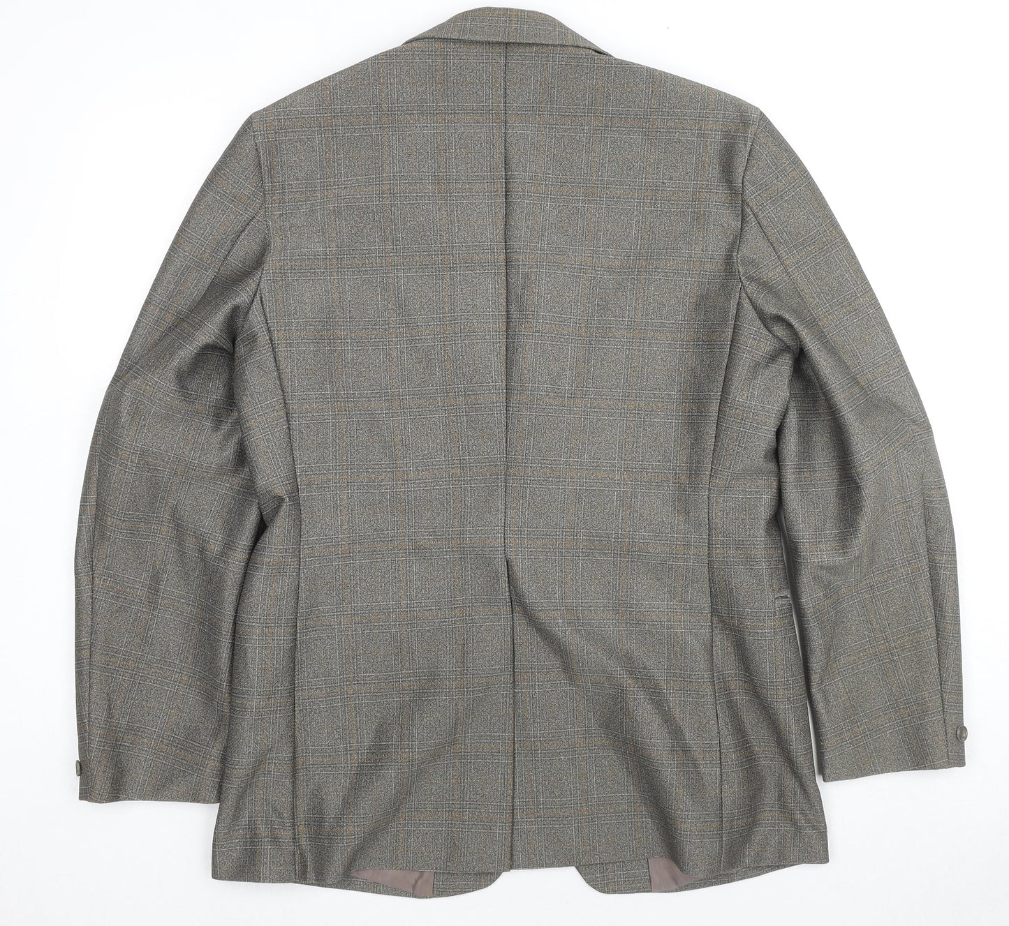 Terylene Mens Grey Check Polyester Jacket Suit Jacket Size 36 Regular