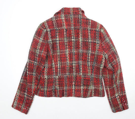 Just B Womens Red Geometric Jacket Size 16 Button