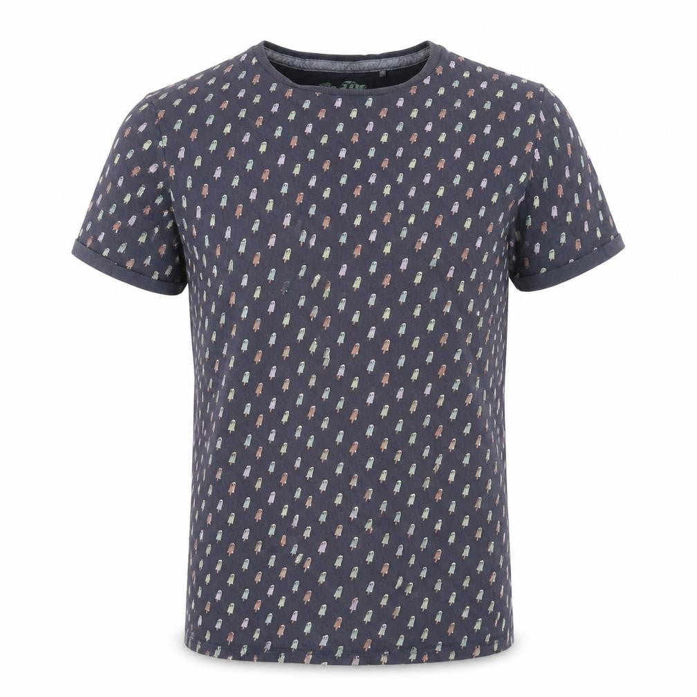 Front view of Sfera men’s blue geometric cotton t-shirt, size M, round neck - ice lolly print