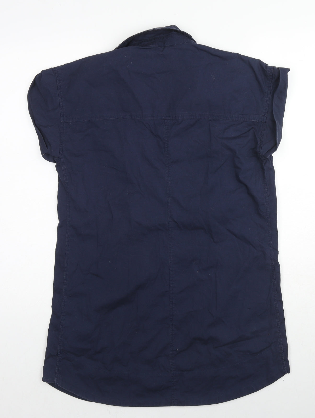 For Cynthia Womens Blue Cotton Tunic Blouse Size S Collared