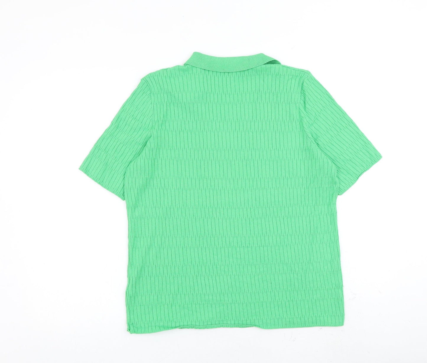 Marks and Spencer Womens Green Collared Viscose Pullover Jumper Size M