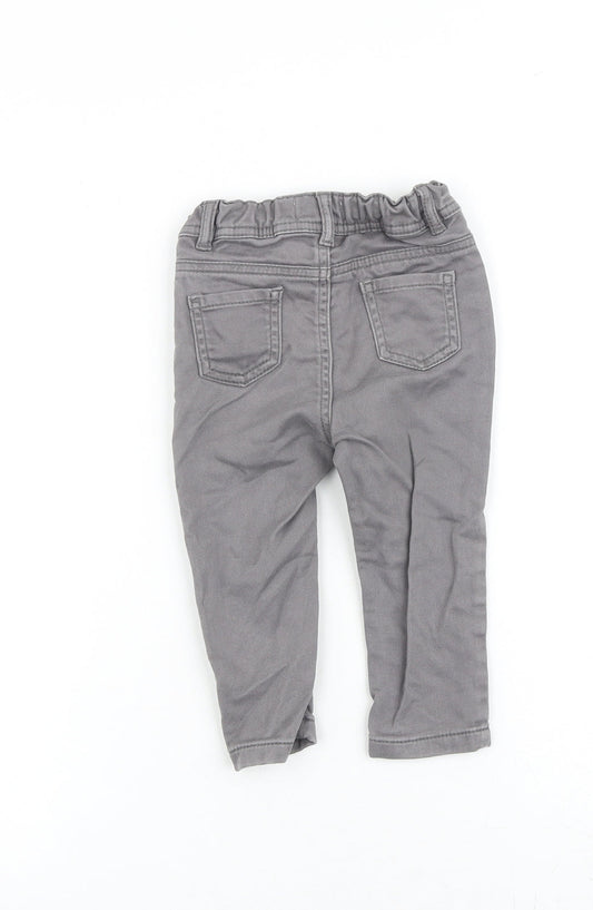 Denim & Co. Baby Grey Cotton Capri Jeans Size 12-18 Months Zip