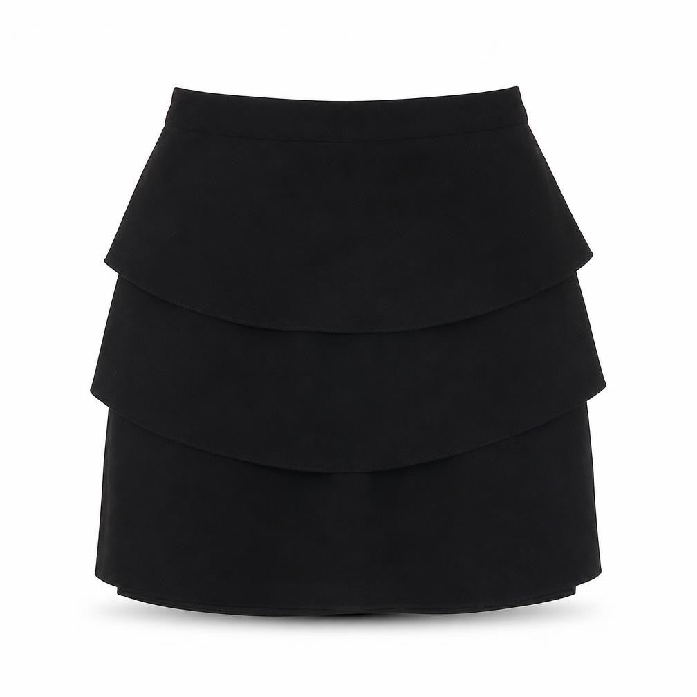 Monsoon Womens Black Polyester Pleated Skirt Size 8 Zip