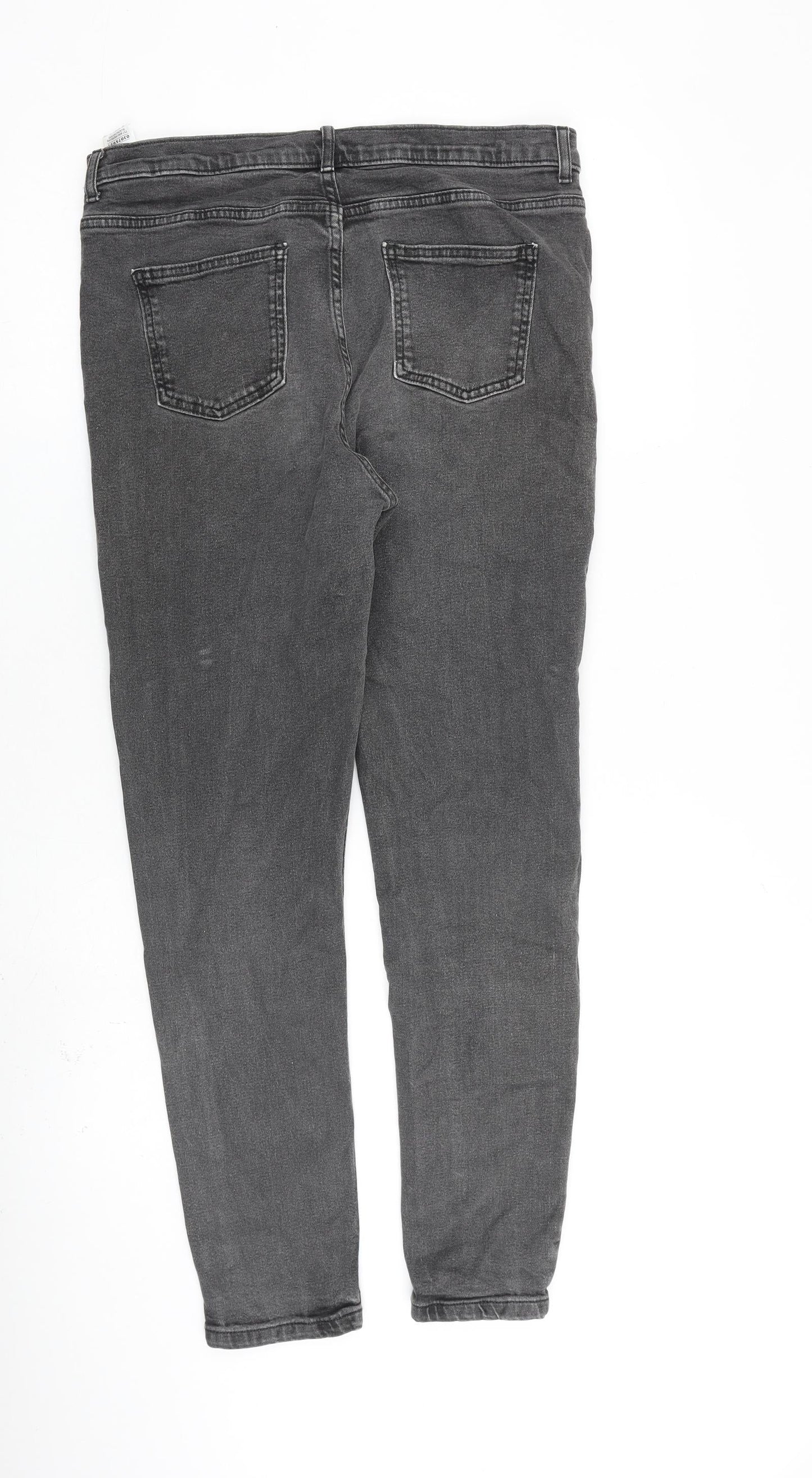 Marks and Spencer Womens Grey Cotton Skinny Jeans Size 14 L30 in Regular Zip