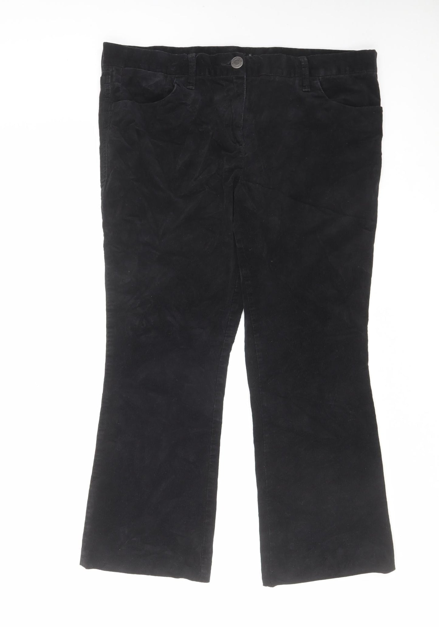 Marks and Spencer Womens Black Cotton Trousers Size 34 in L25 in Regular Zip