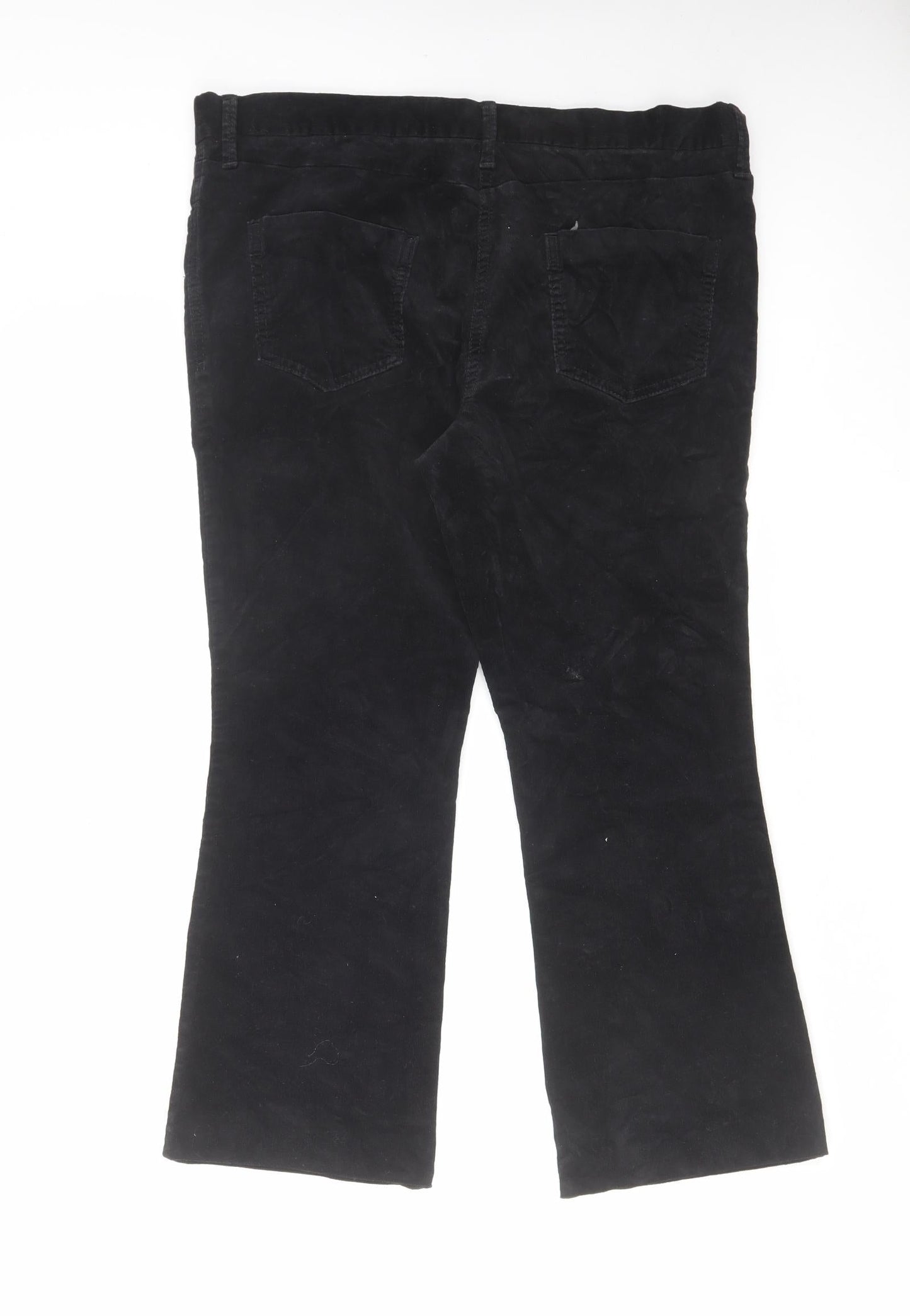 Marks and Spencer Womens Black Cotton Trousers Size 34 in L25 in Regular Zip