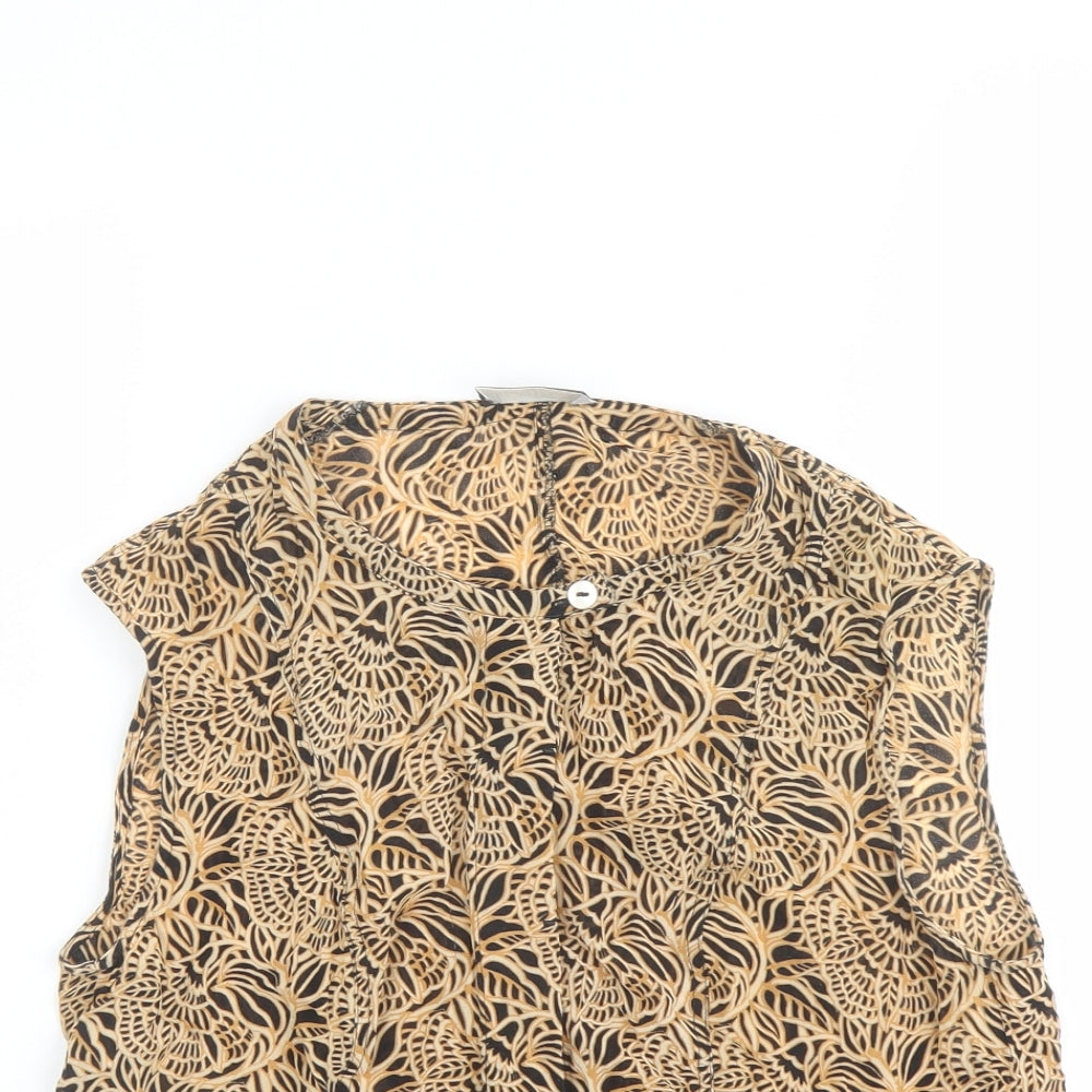 Claudia Stráter Womens Brown Geometric Viscose Basic Blouse Size 14 Henley