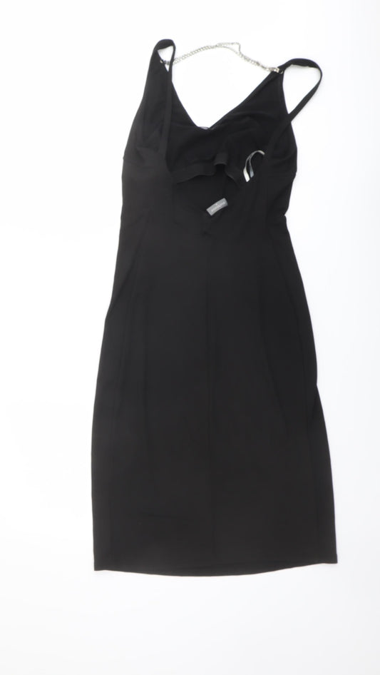 Press & Bastyan Womens Black Polyester A-Line Size 8 Scoop Neck Pullover
