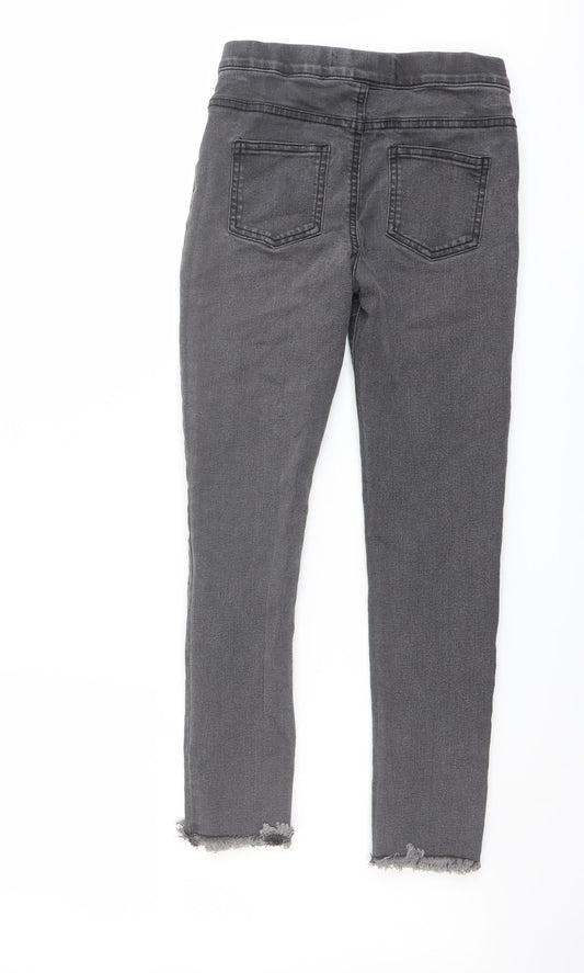 Denim & Co. Girls Grey Cotton Skinny Jeans Size 10-11 Years Regular Pullover