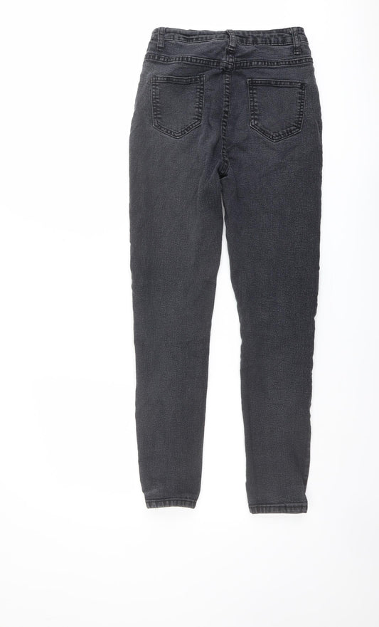 Boohoo Womens Grey Cotton Skinny Jeans Size 8 L27 in Regular Button