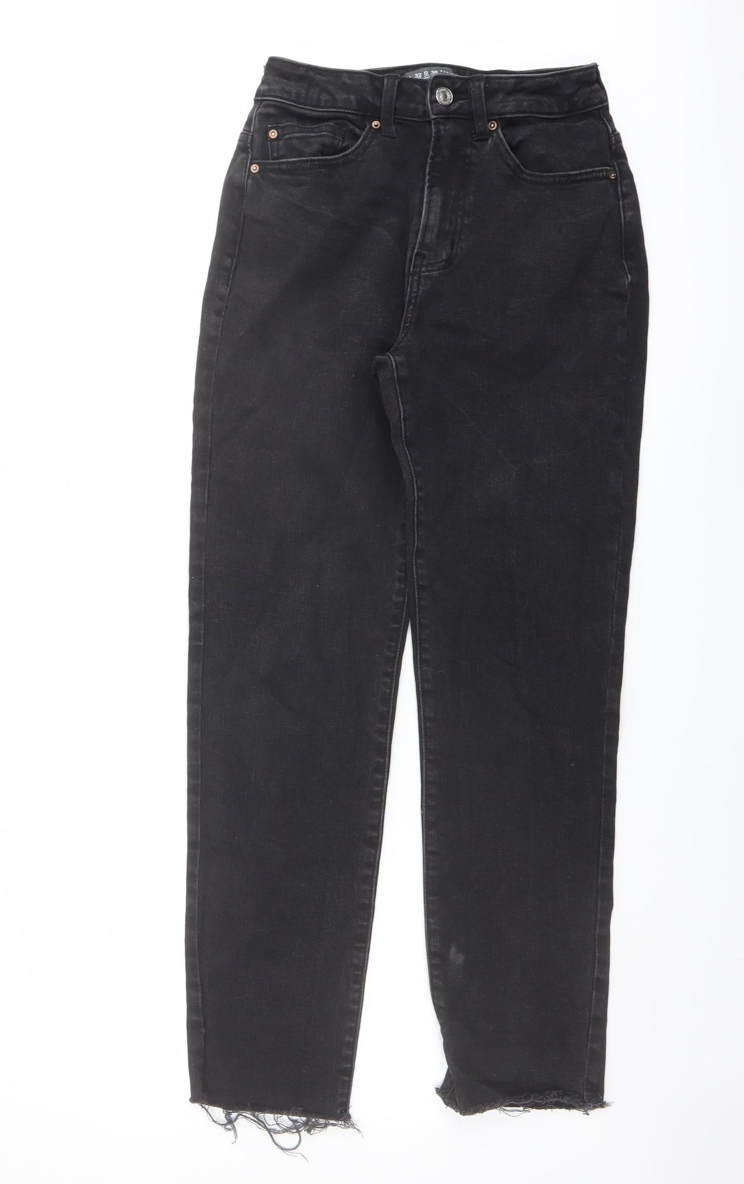 Denim & Co. Womens Grey Cotton Straight Jeans Size 4 L28 in Regular Button