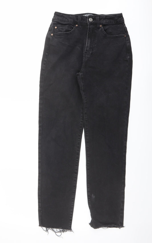Denim & Co. Womens Grey Cotton Straight Jeans Size 4 L28 in Regular Button