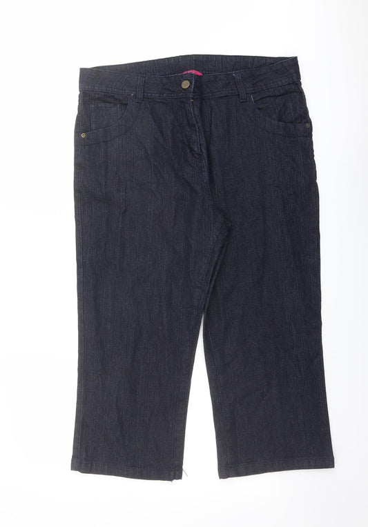 Platform Womens Blue Cotton Straight Jeans Size 16 L21 in Regular Button