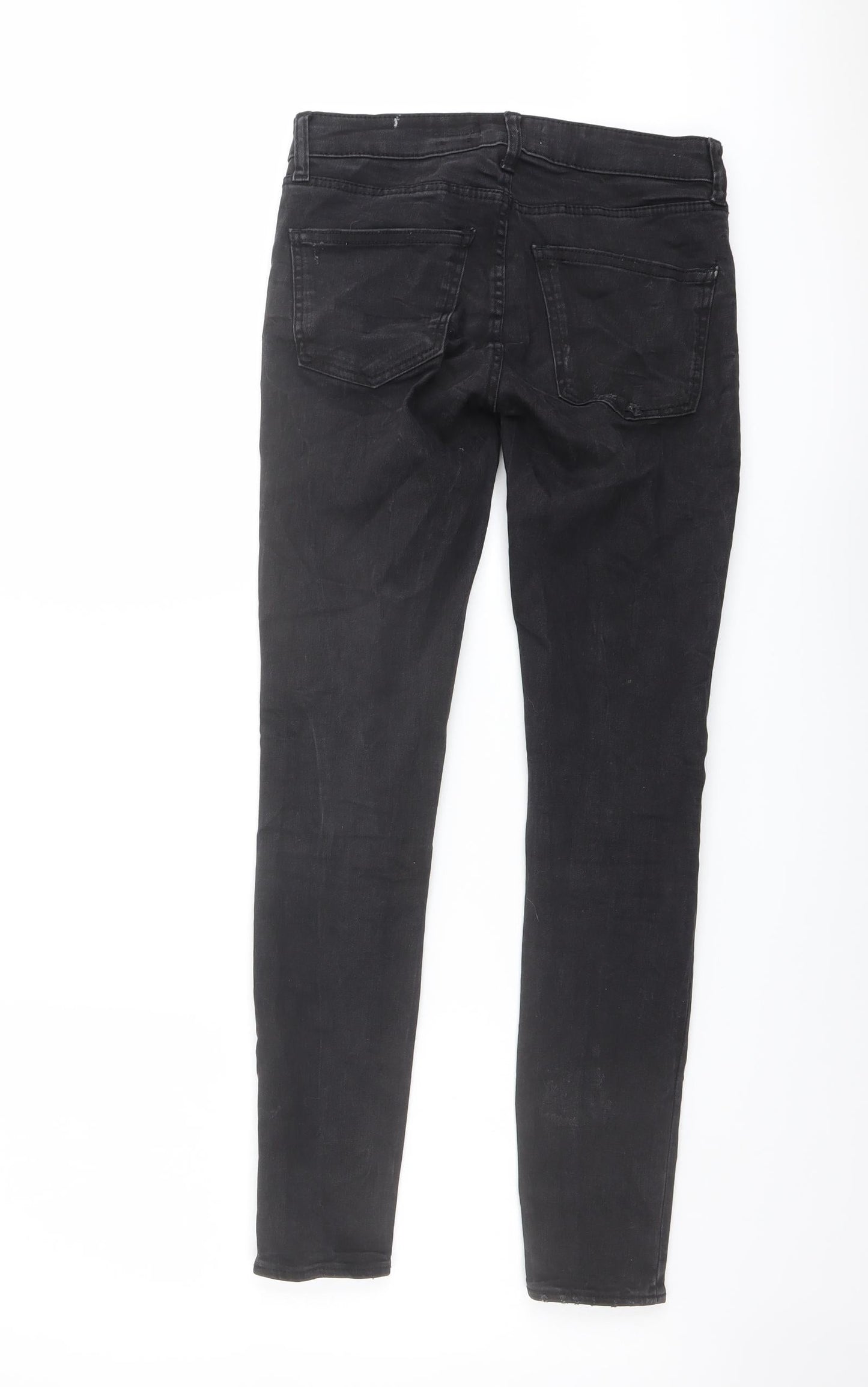 Zara Womens Grey Cotton Skinny Jeans Size 6 L27 in Regular Button