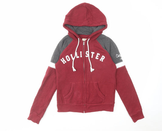 Hollister Mens Red Cotton Full Zip Hoodie Size S