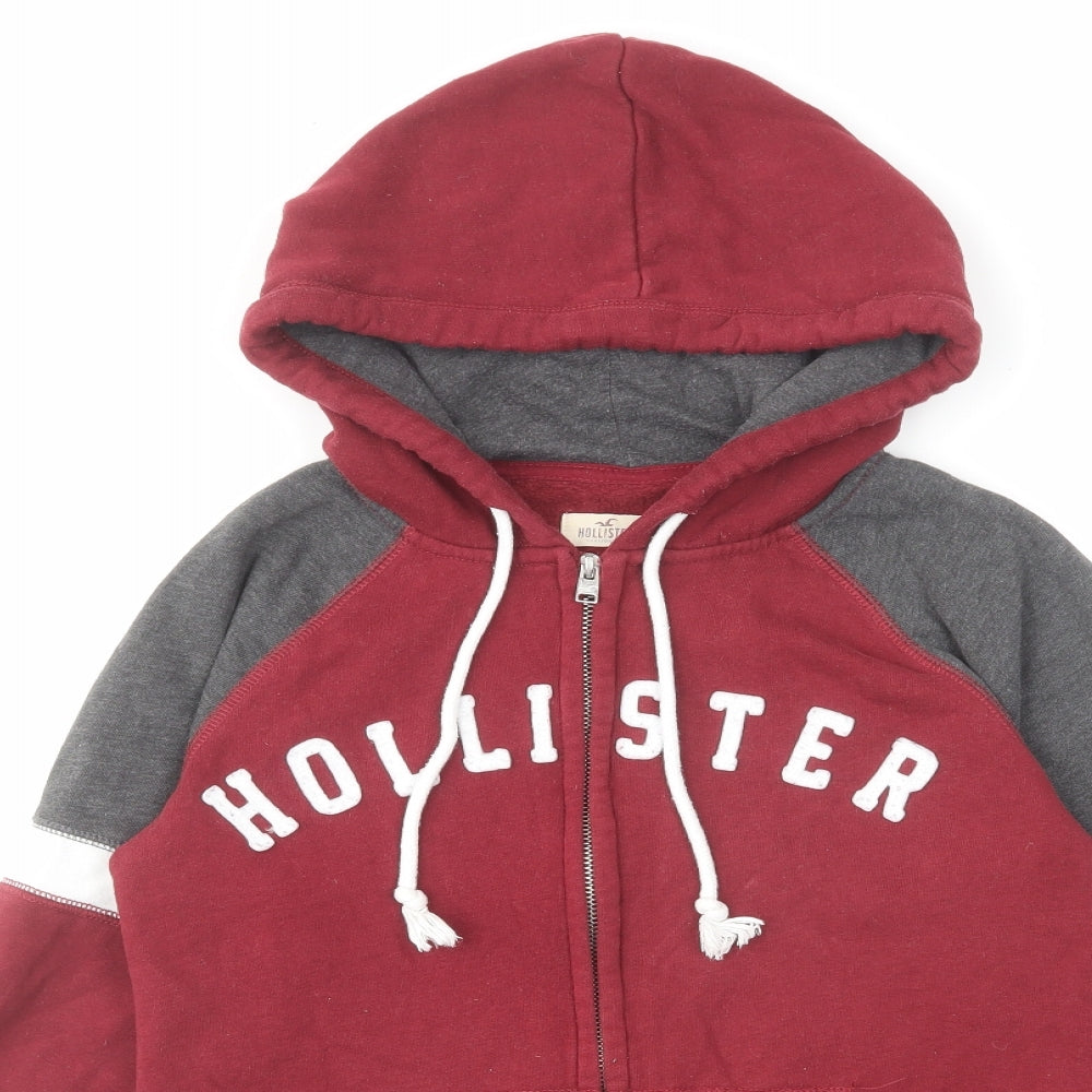 Hollister Mens Red Cotton Full Zip Hoodie Size S